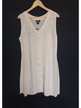 NWT SOL Embroidered Bohemian Button Front Dress Size L Lightweight Cottage Prepp